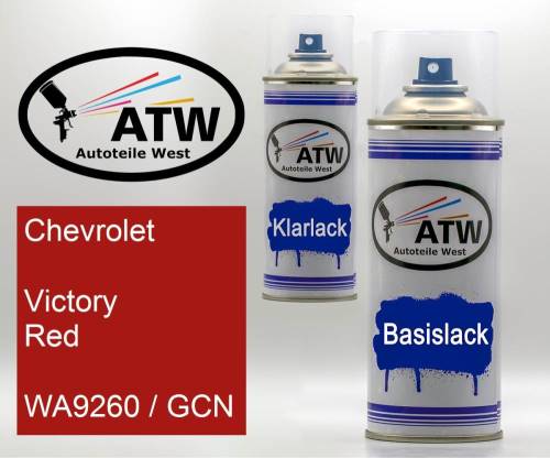 Chevrolet, Victory Red, WA9260 / GCN: 400ml Sprühdose + 400ml Klarlack - Set, von ATW Autoteile West.
